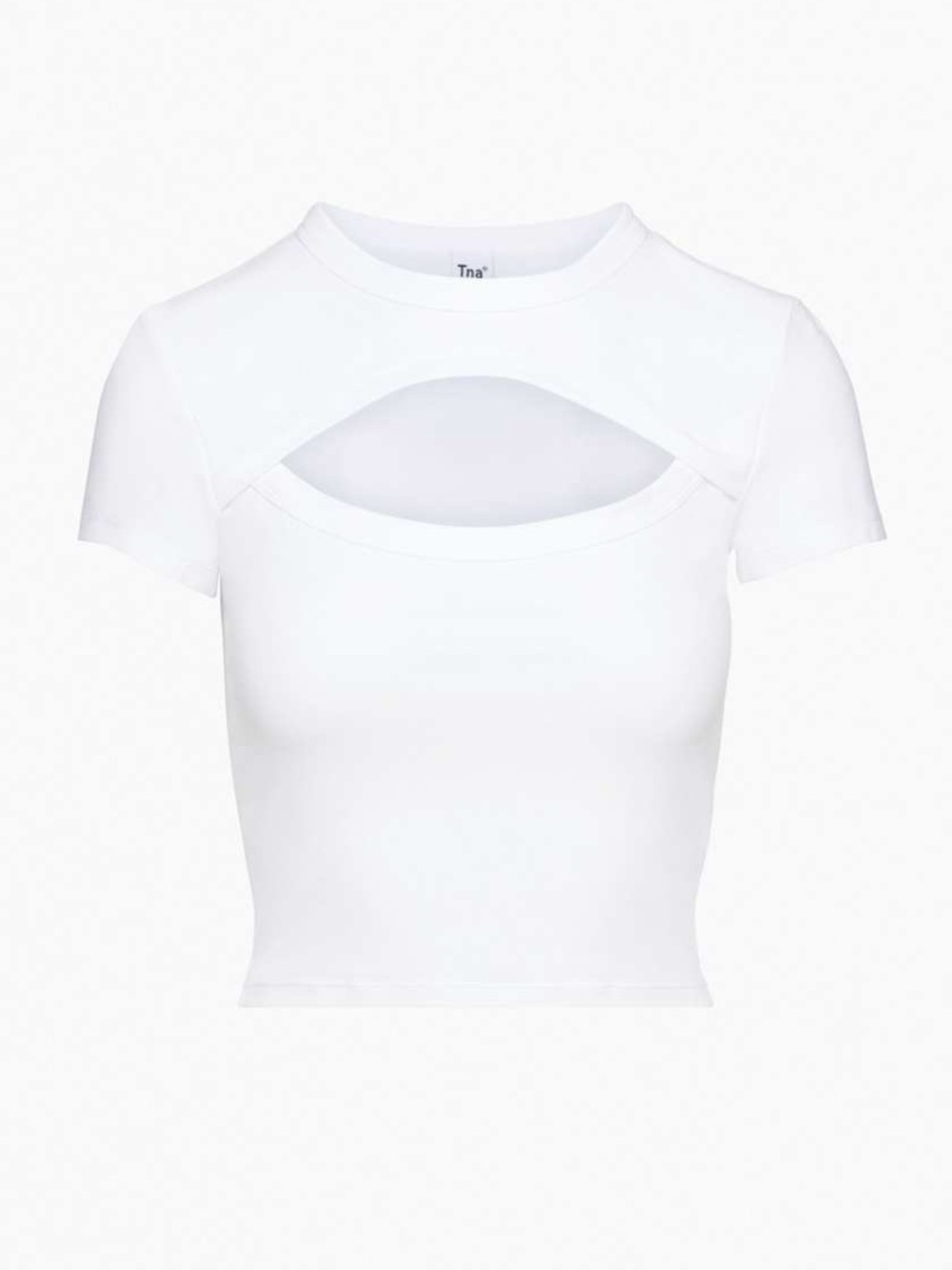 Aritzia White Short Sleeve Tee with Front Cutout - Picture 3 of 5